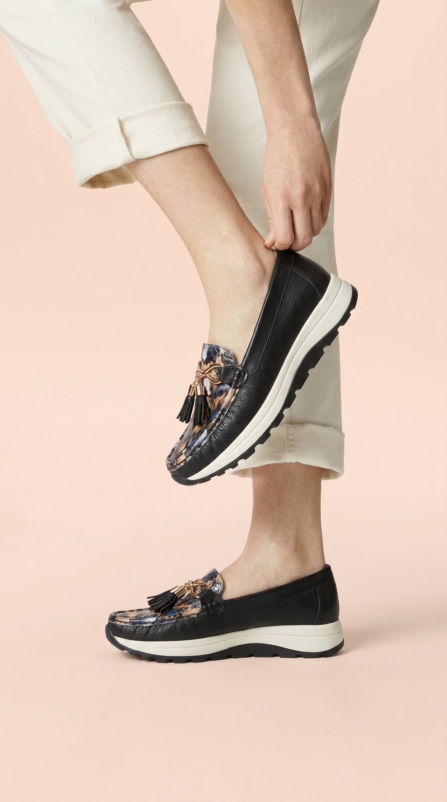 Mocasines de vestir en cuero con plataforma para mujer