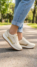 Tenis Deportivos Mujer, en Cuero, Cómodos y Casuales - Edición White Gold