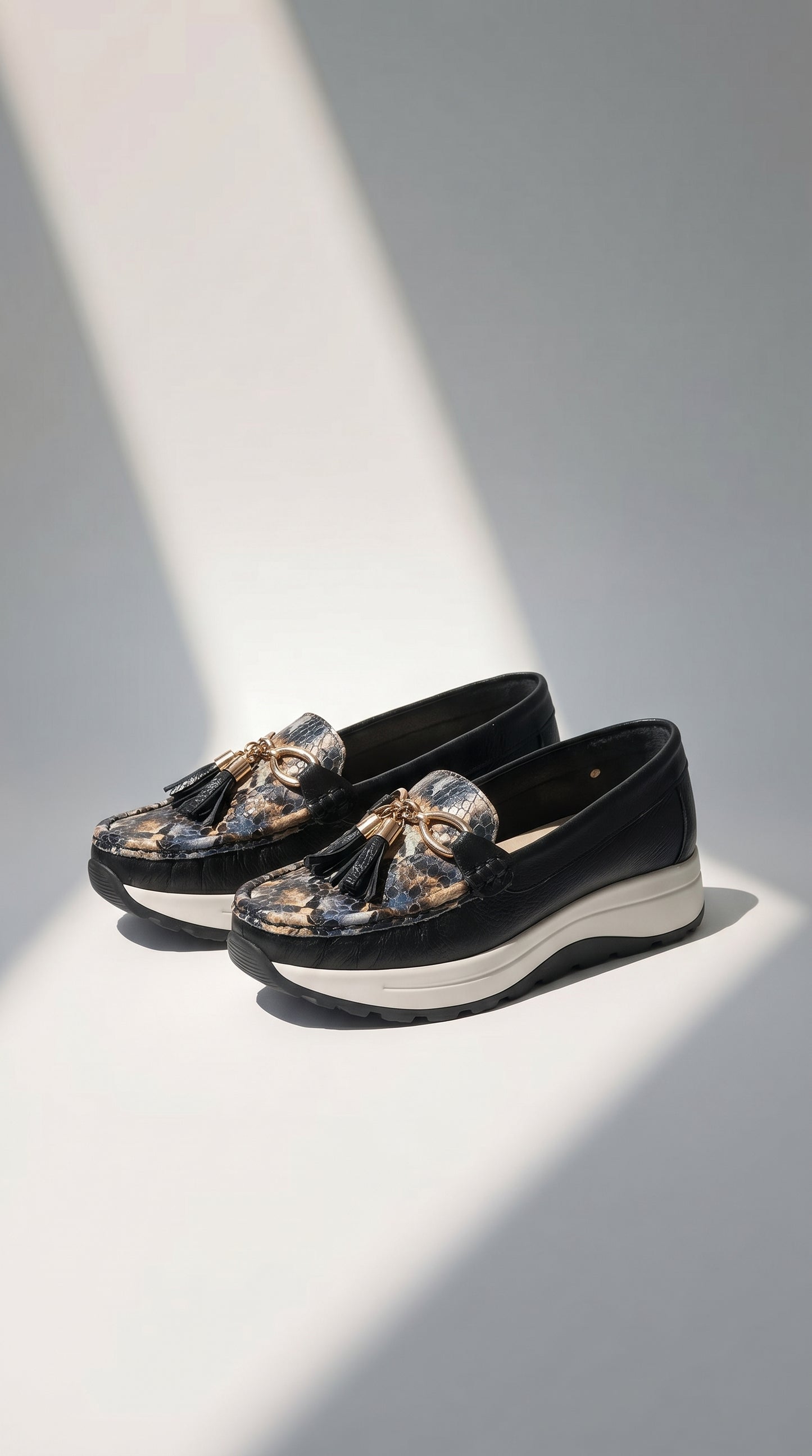 Mocasines de vestir en cuero con plataforma para mujer
