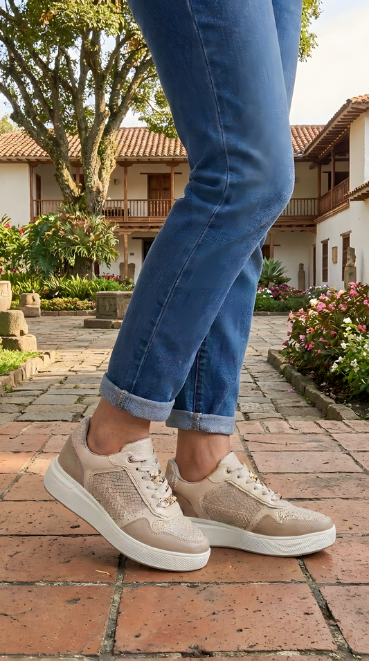 Tenis casuales para mujer, cómodos, elegantes, en cuero