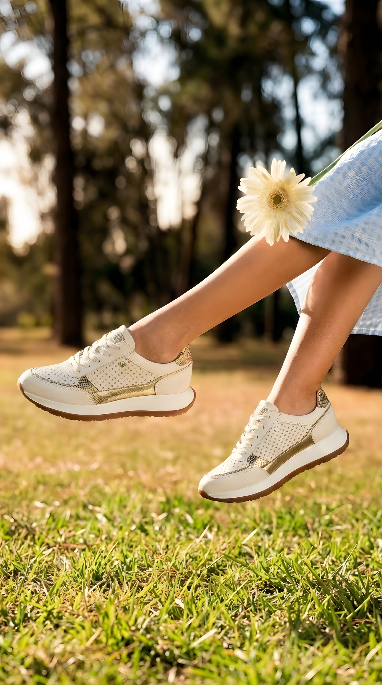 Tenis deportivos mujer, de cuero, cómodos y casuales - White Gold