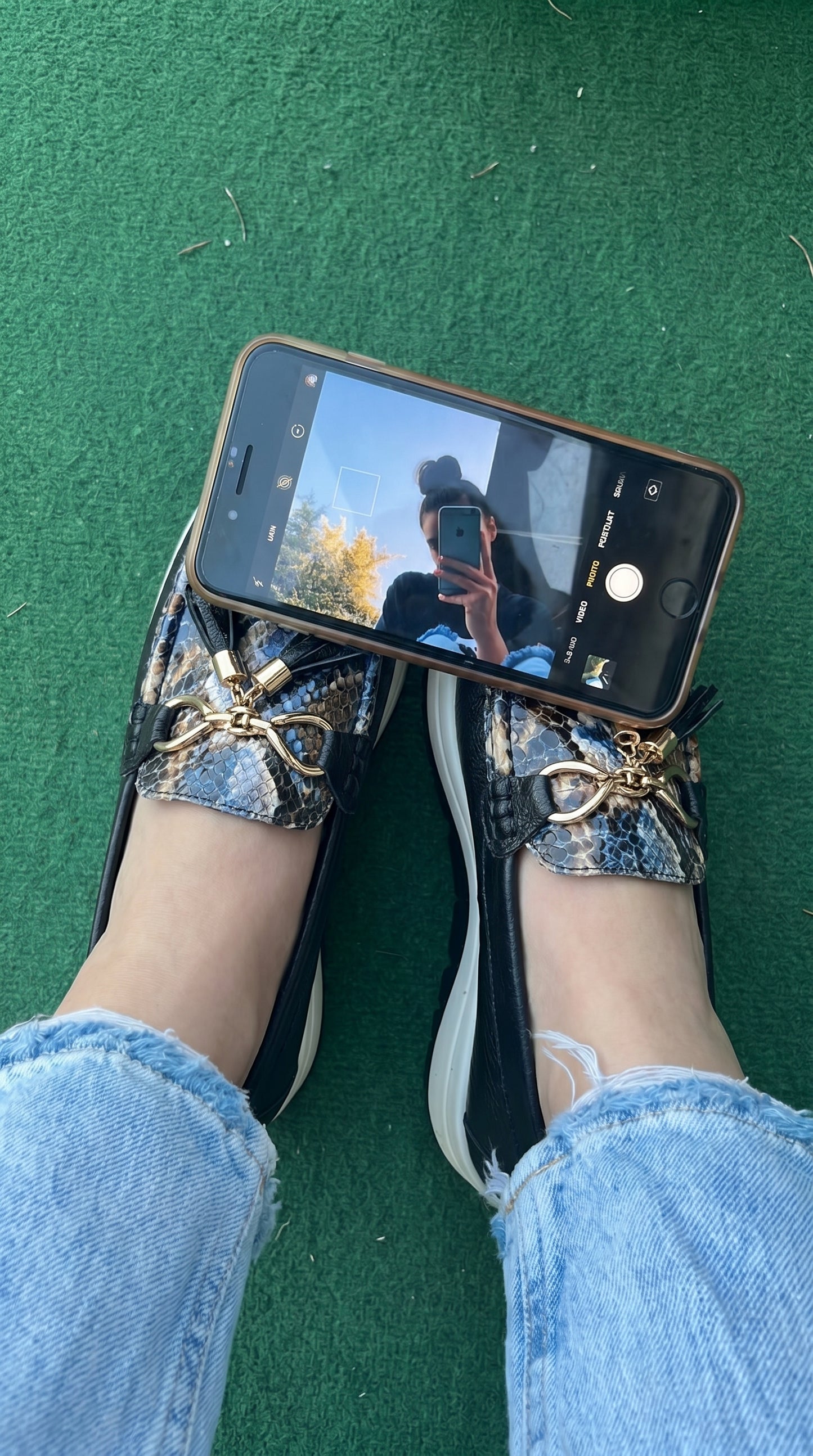 Mocasines de vestir en cuero con plataforma para mujer
