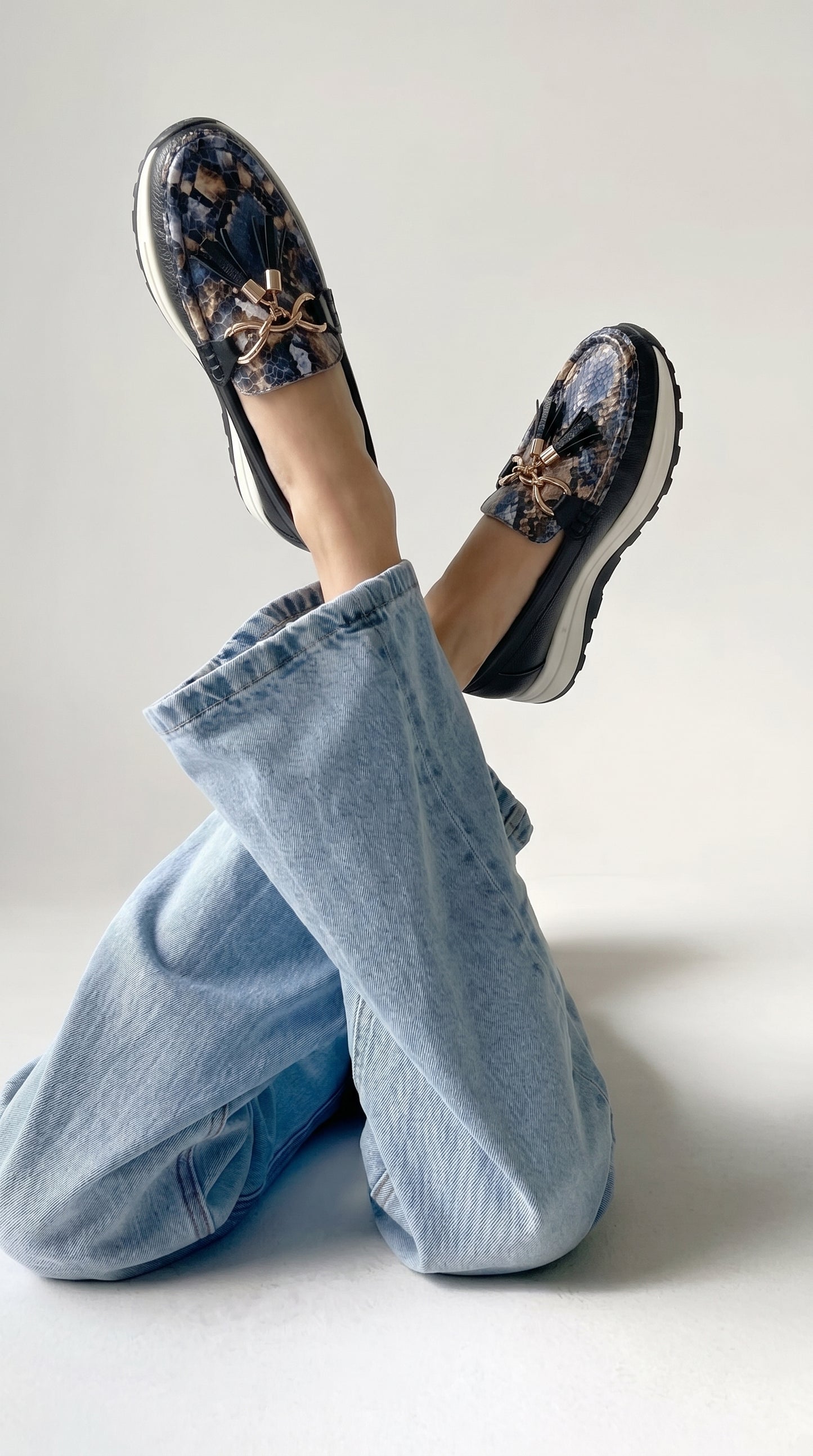 Mocasines de vestir en cuero con plataforma para mujer