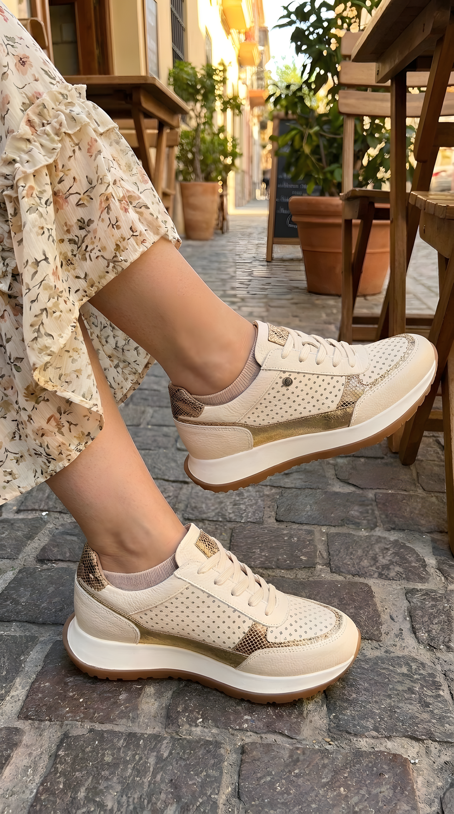 Tenis deportivos mujer, de cuero, cómodos y casuales - White Gold