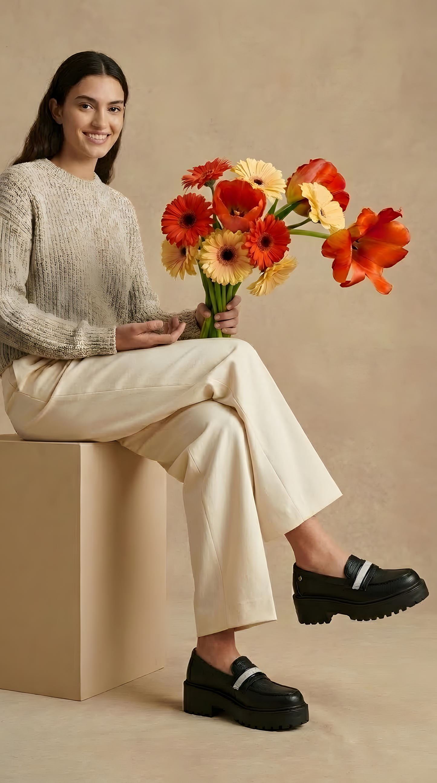 Zapatos loafers mujer, cómodos en piel con plataforma