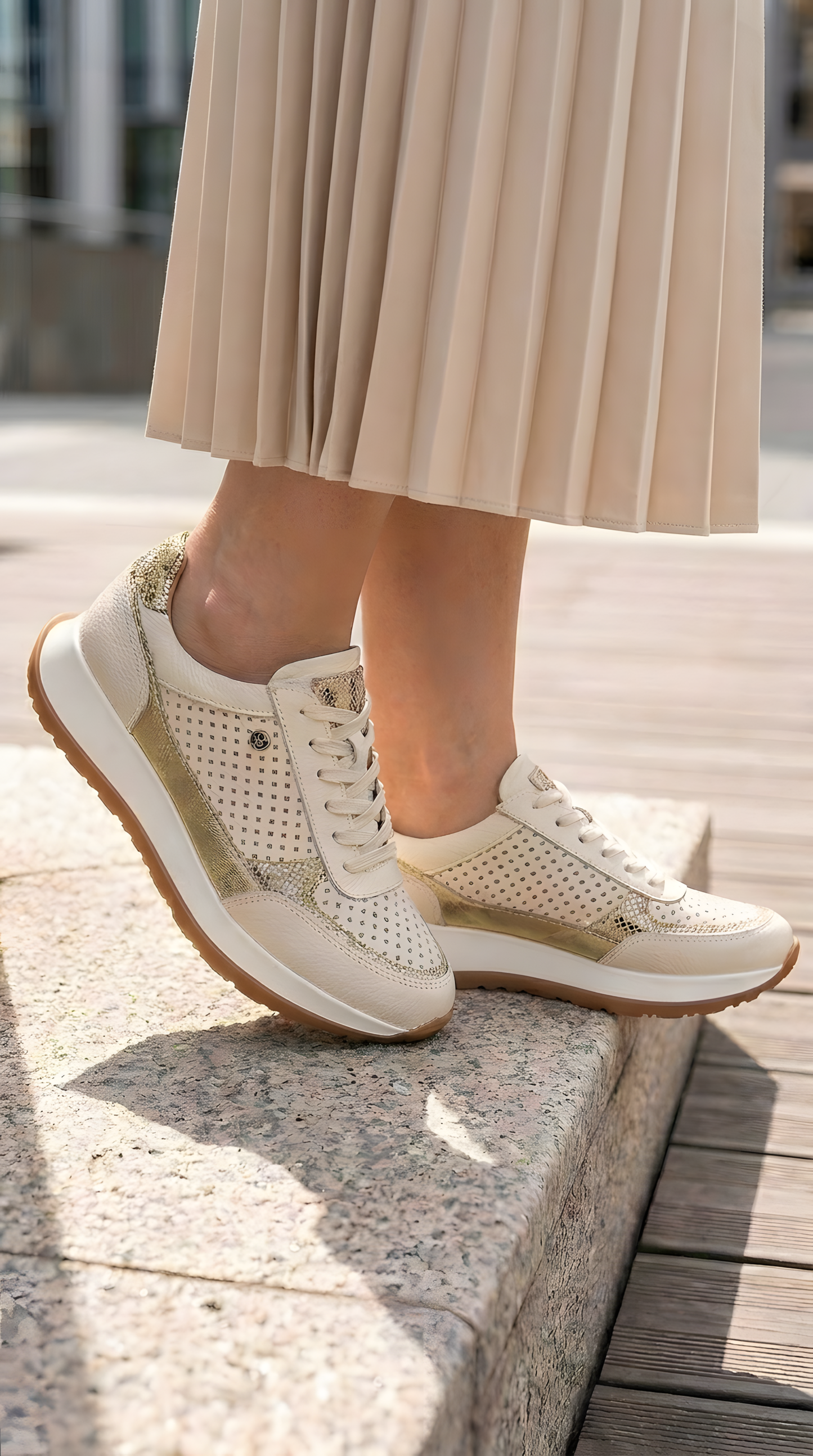 Tenis deportivos mujer, de cuero, cómodos y casuales - White Gold