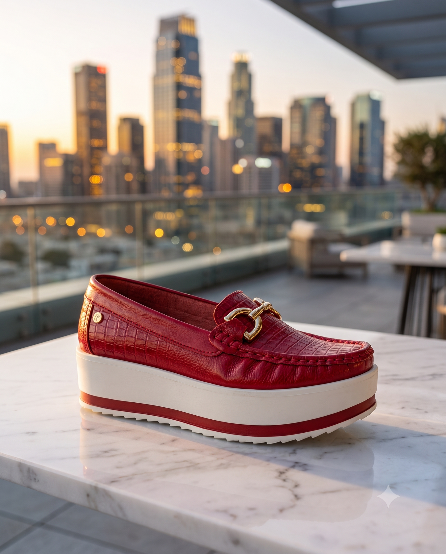 Mocasines Plataforma Rojos para Mujer en Cuero | Ramos