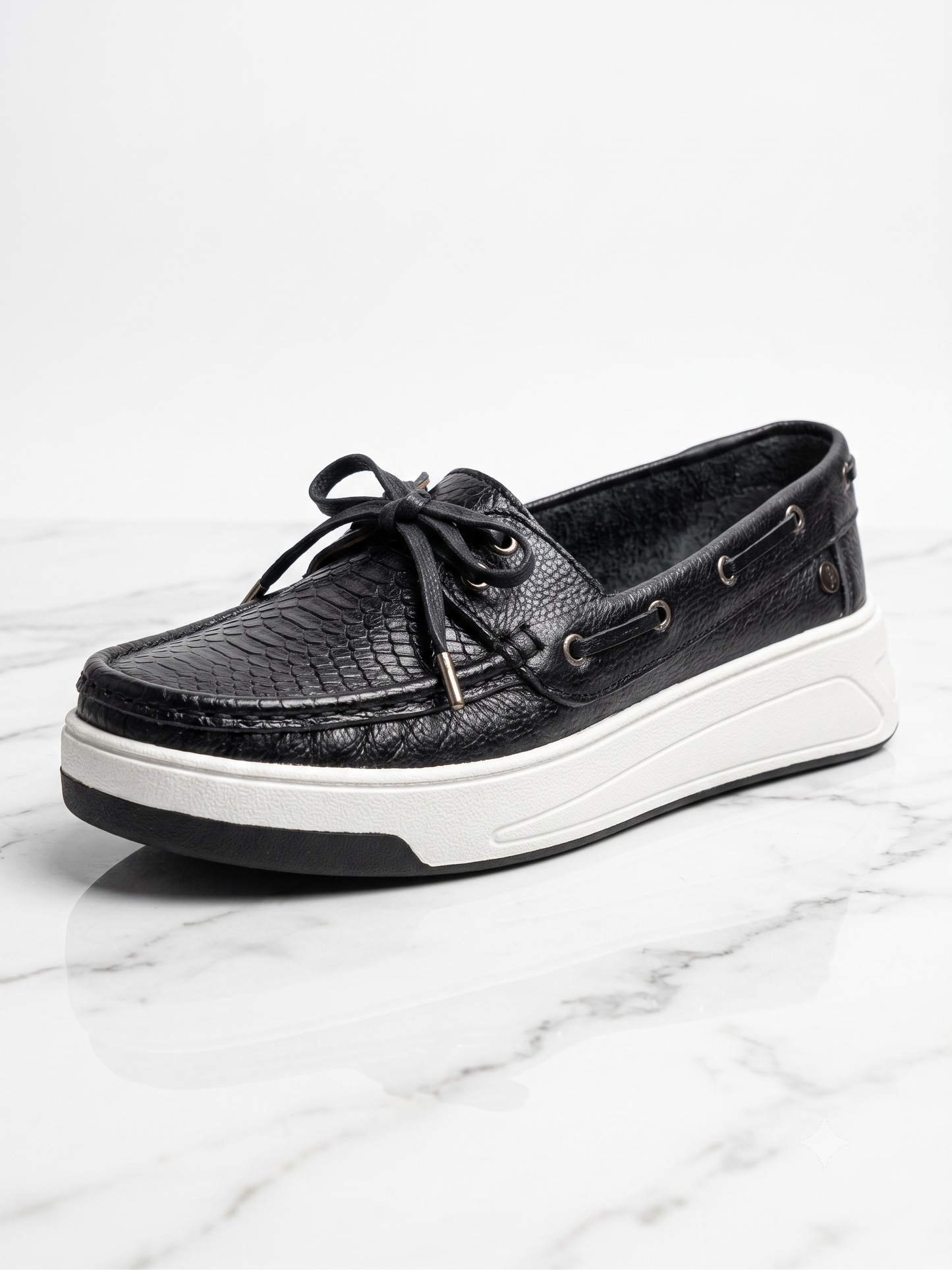 Mocasines negros/ Mocasin con cordones Mujer