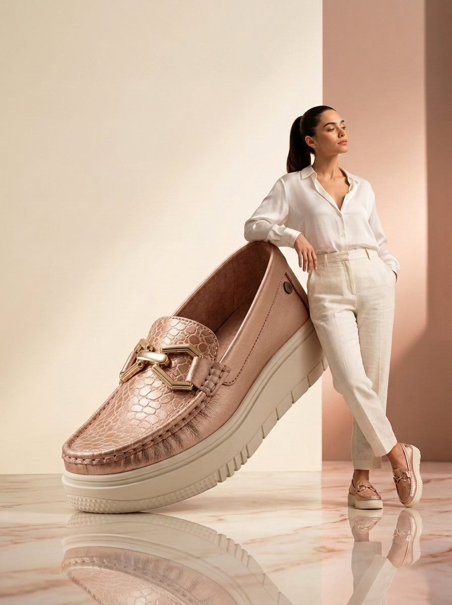 Mocasin para Mujer  Oro Rosa | Camina cómoda. Vístete elegante. Repítelo cada día.